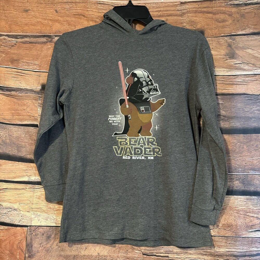 Bear Vader Youth Hoodie Star Wars Parody Long Sleeve Red River NM Sz 14-16 Gray